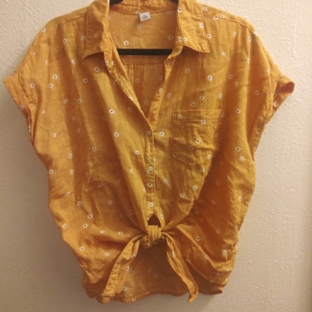 Daisy Button Up Crop Tie Top Old Navy